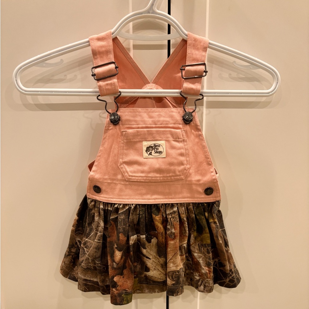 Bass Pro Shop Infants Camo Overall Bib Dress Size 12 Months NWOT